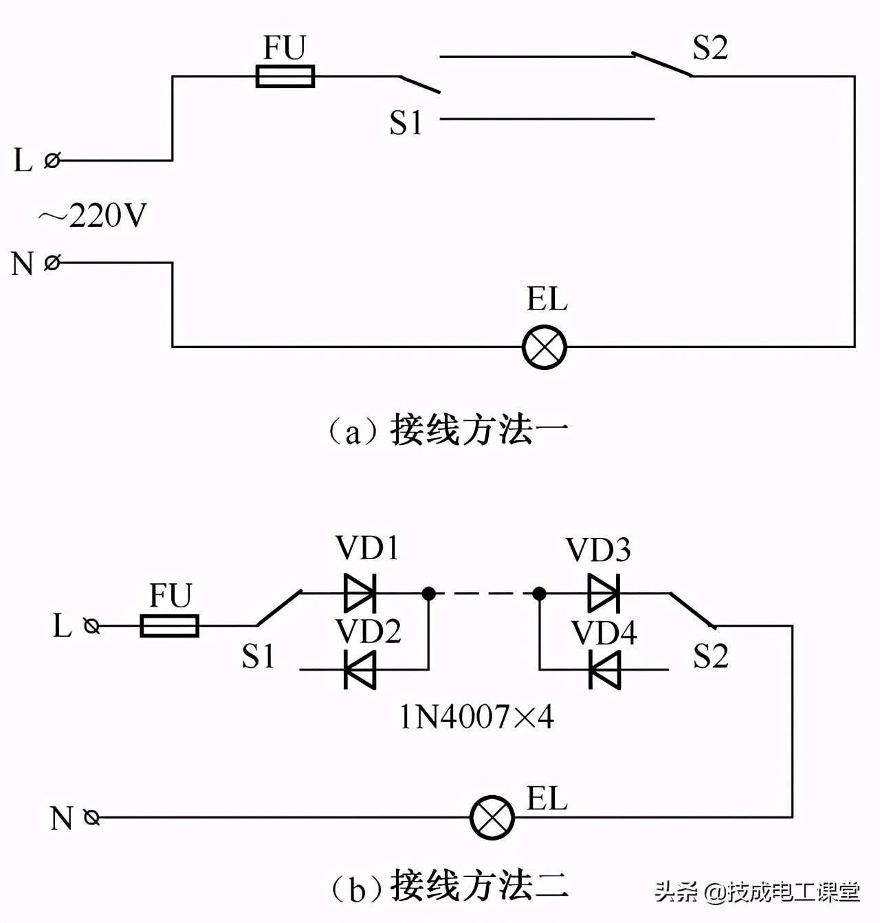 3個開關控制1盞燈，怎么連接線路？附上36種常見照明控制原理圖